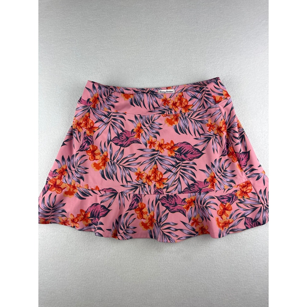 Tommy Bahama Golf Women Pink Tropical Floral Ruffle Active Skort Large RN75343
